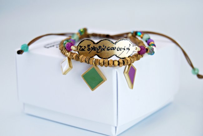 BRACELET <span>double olive green with golden hematites </span>